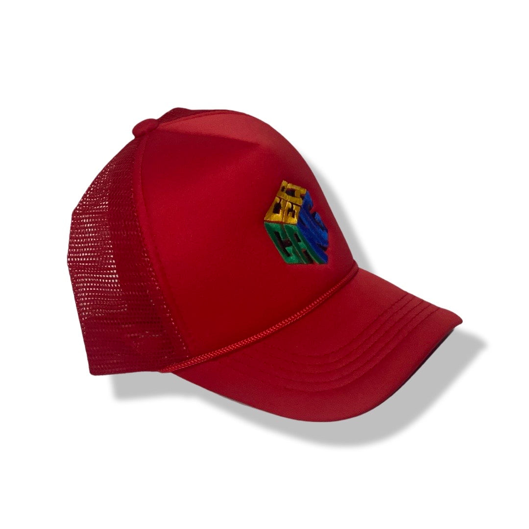 Block Trucker Hat (Red)