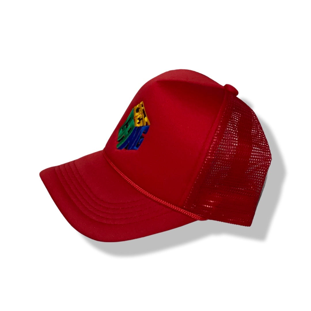 Block Trucker Hat (Red)